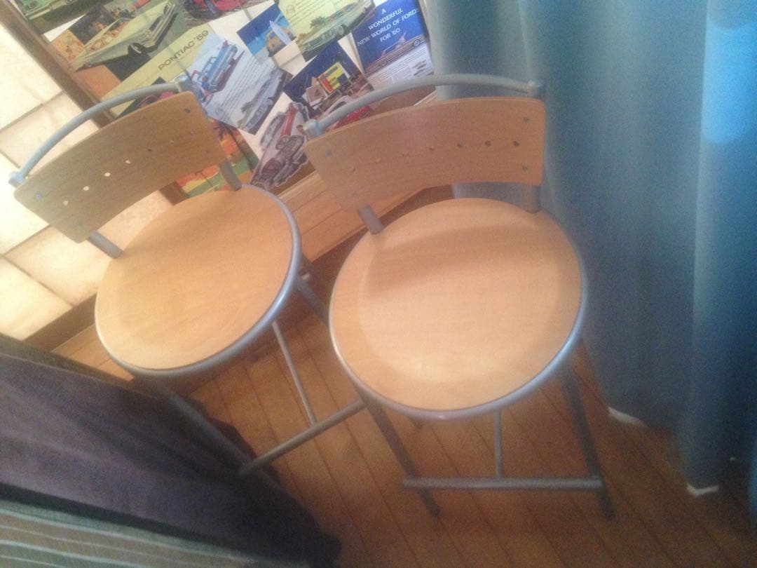 2脚カウンターチェア高い椅子イスいす木目調二脚