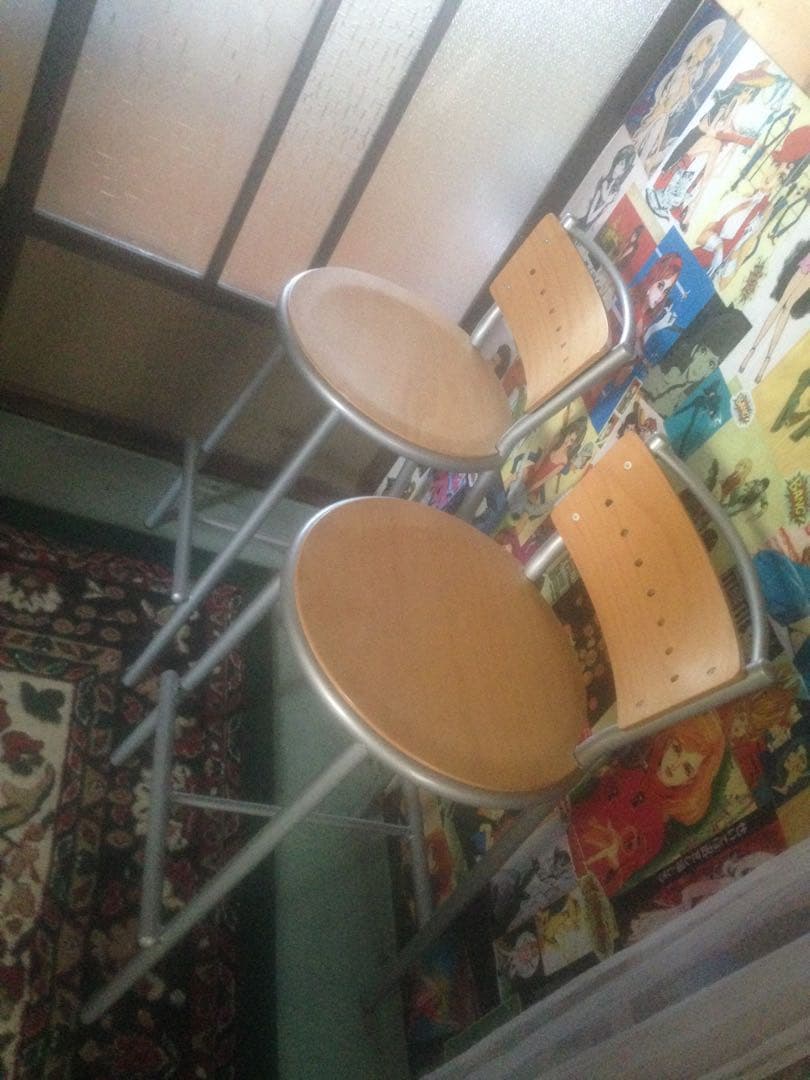 2脚カウンターチェア高い椅子イスいす木目調二脚