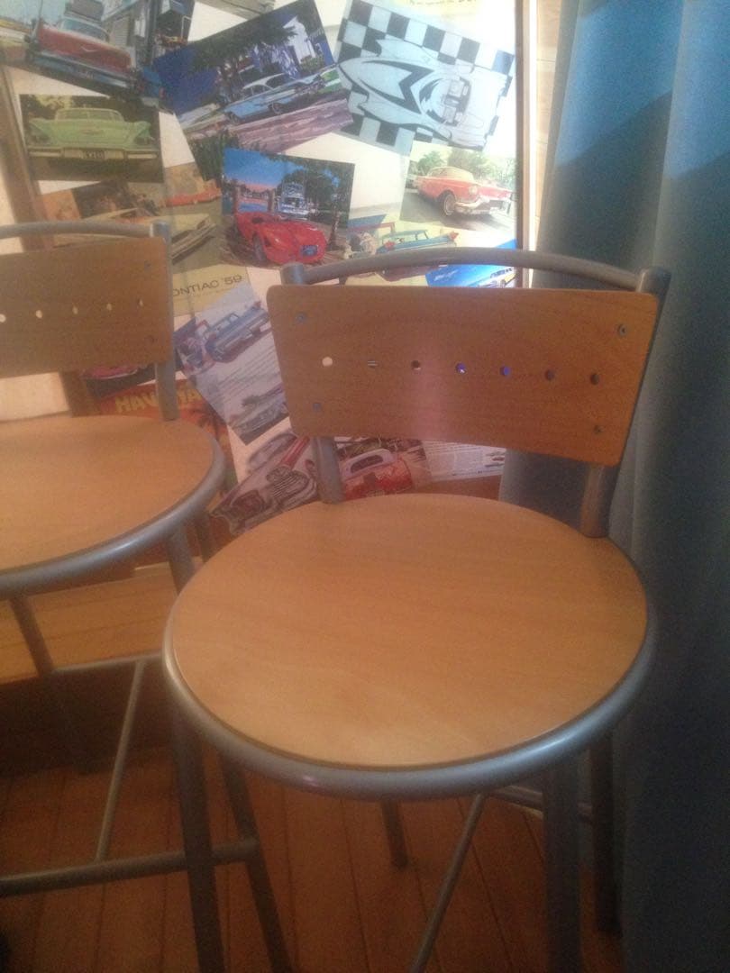 2脚カウンターチェア高い椅子イスいす木目調二脚