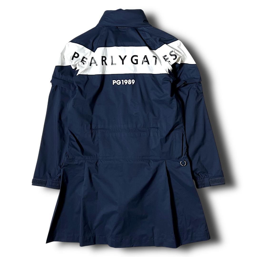 0 パーリーゲイツ AQUAX 防水透湿 レインジャケット ワンピース 紺