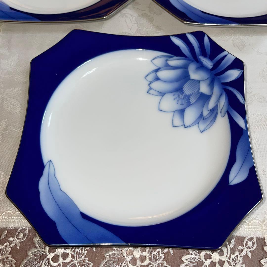 香蘭社　瑠璃　八角皿　銘々皿　5枚セット　未使用