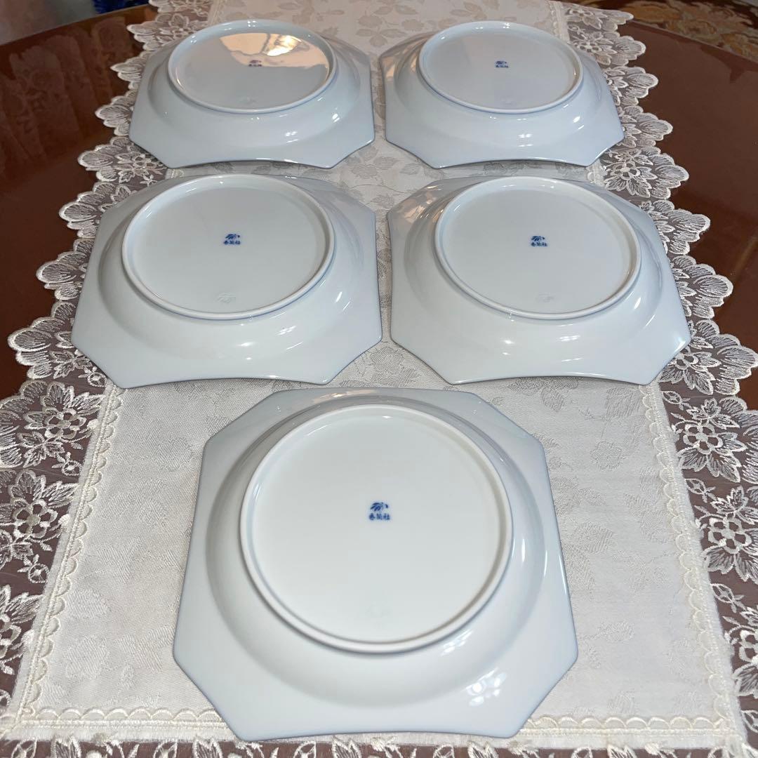 香蘭社　瑠璃　八角皿　銘々皿　5枚セット　未使用