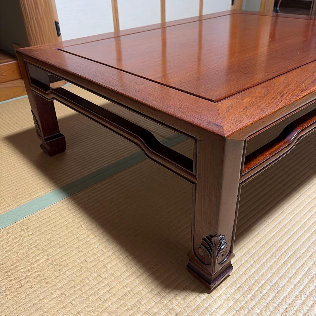 花梨無垢大型木製座卓 ダークブラウン