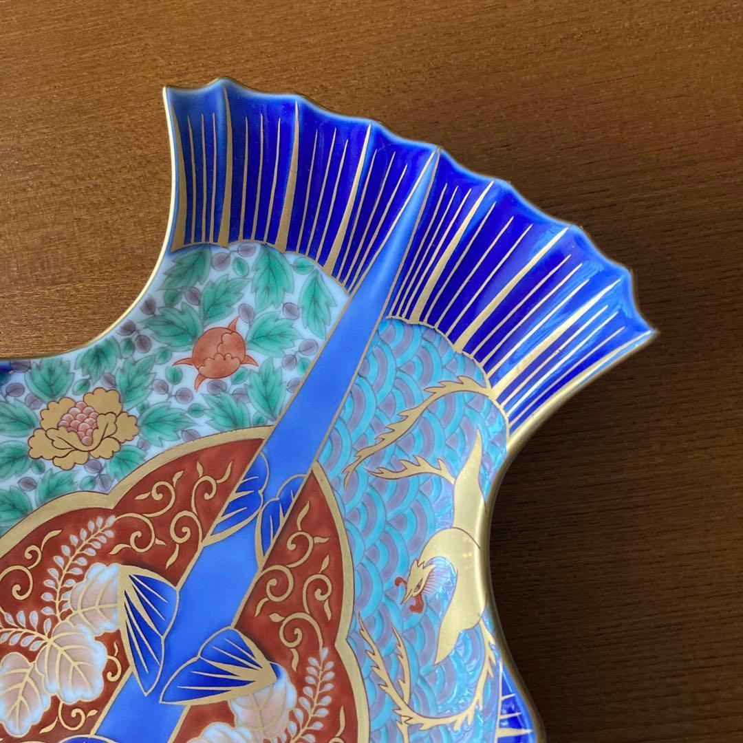 深川製磁　古伊万里鳳凰割地紋　魚型皿