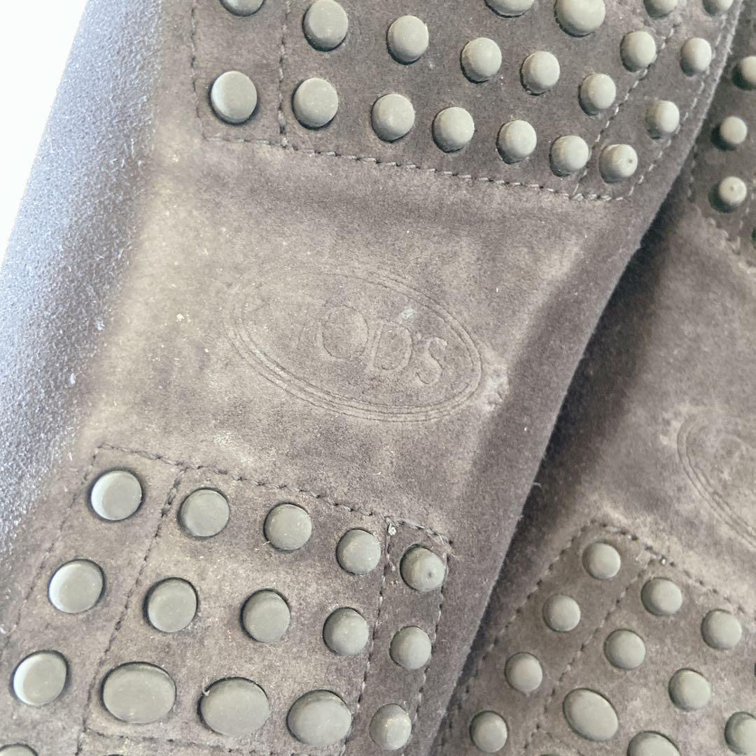 トッズ　ダブルTドライバーズシューズ　黒　スウェード　37 1/2 フラット　銀