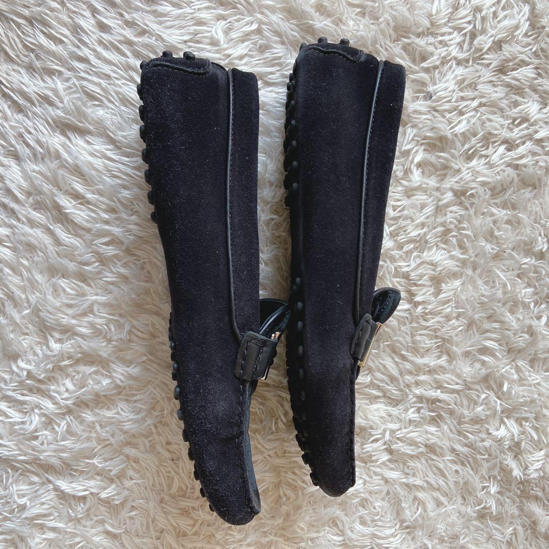 トッズ　ダブルTドライバーズシューズ　黒　スウェード　37 1/2 フラット　銀