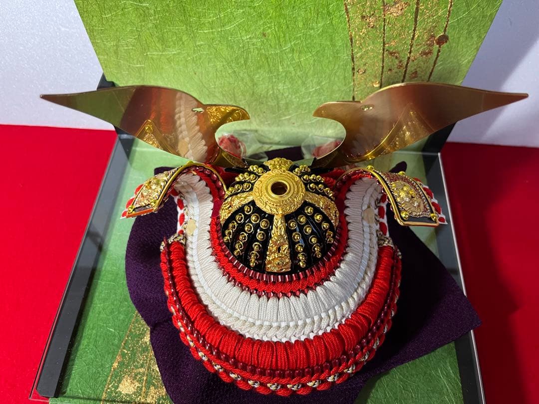 8号中白赤縅　大鍬形の兜　セット