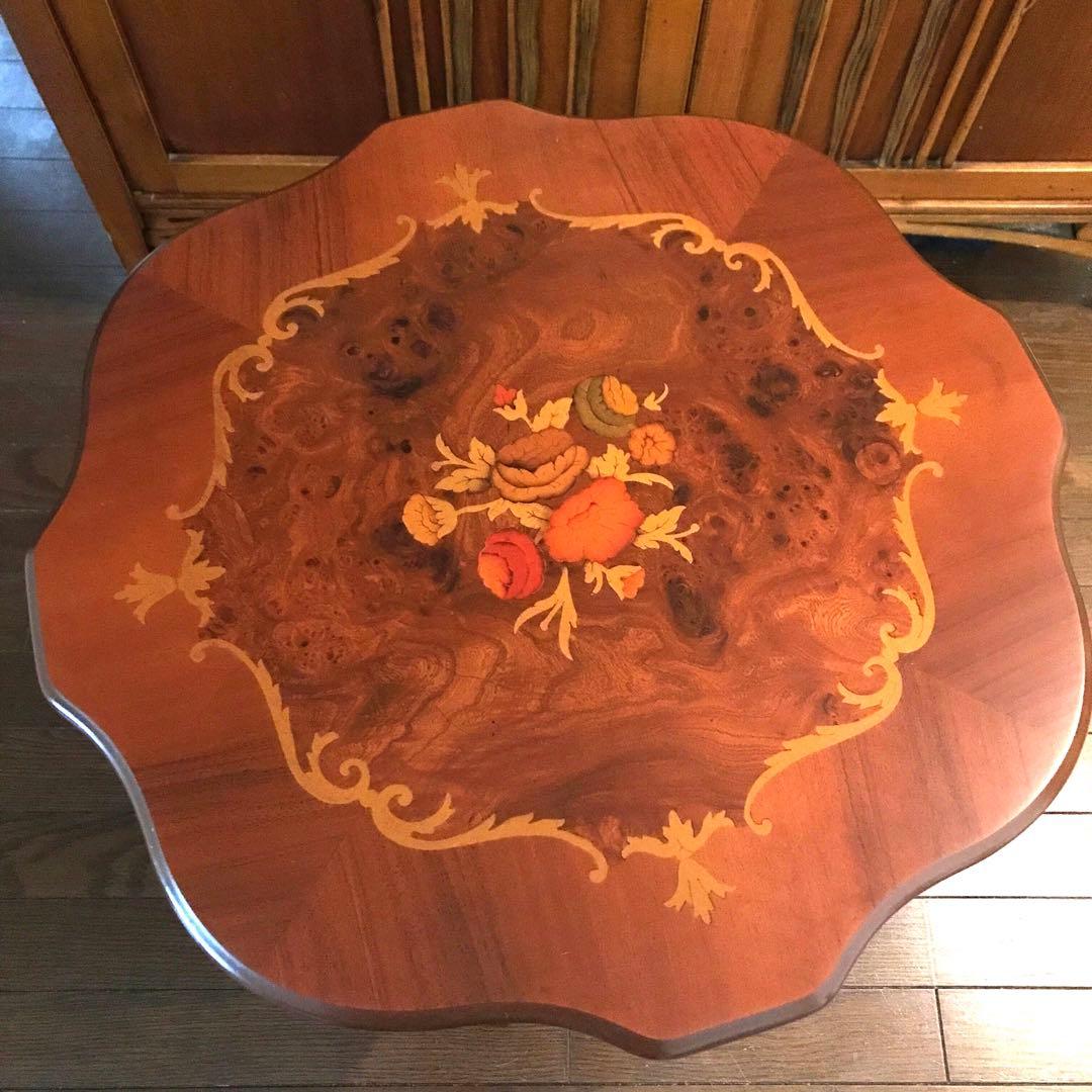 【未使用級】カフェテーブル☆イタリア製　象嵌細工　極美品‼️ アンティーク