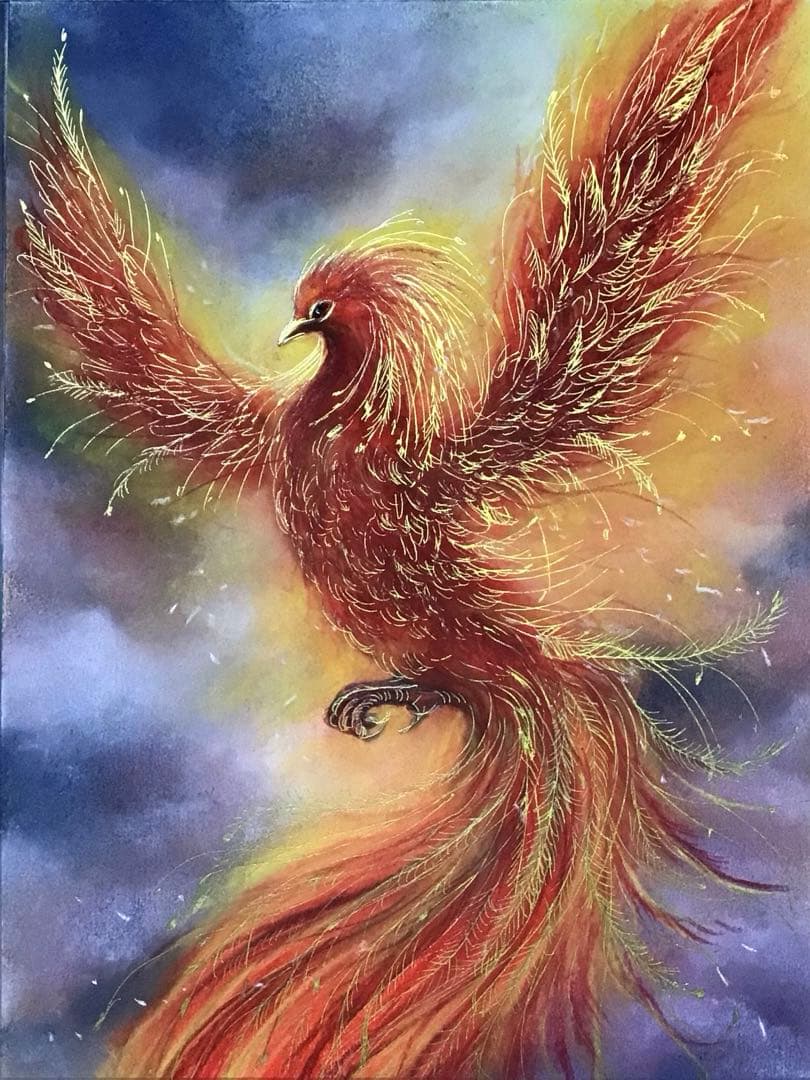 rainbow snake ハンドメイドパステル画　絵画アート原画