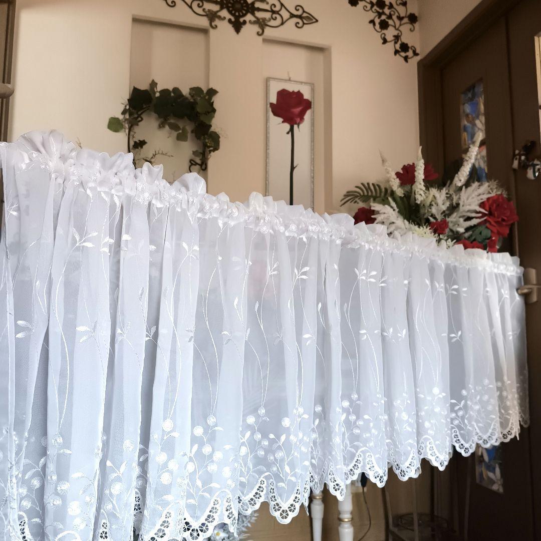 カフェカーテン【ピコ様オーダー品　トルコ刺繍レース　スカラップ】ハンドメイド
