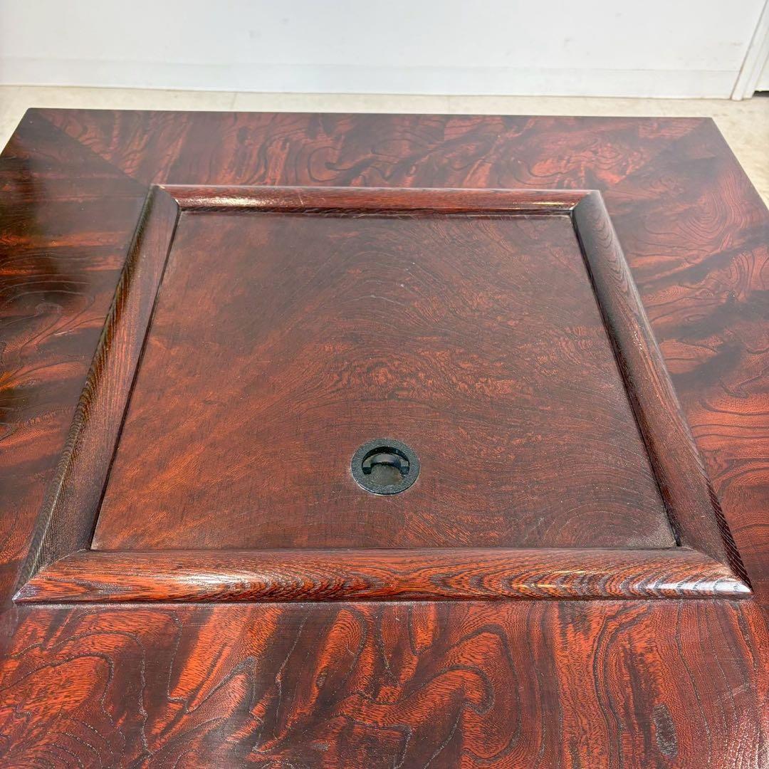 囲炉裏テーブル　駿河民芸　民芸家具　飾り金具　角火鉢　木製火鉢　長火鉢　囲炉裏