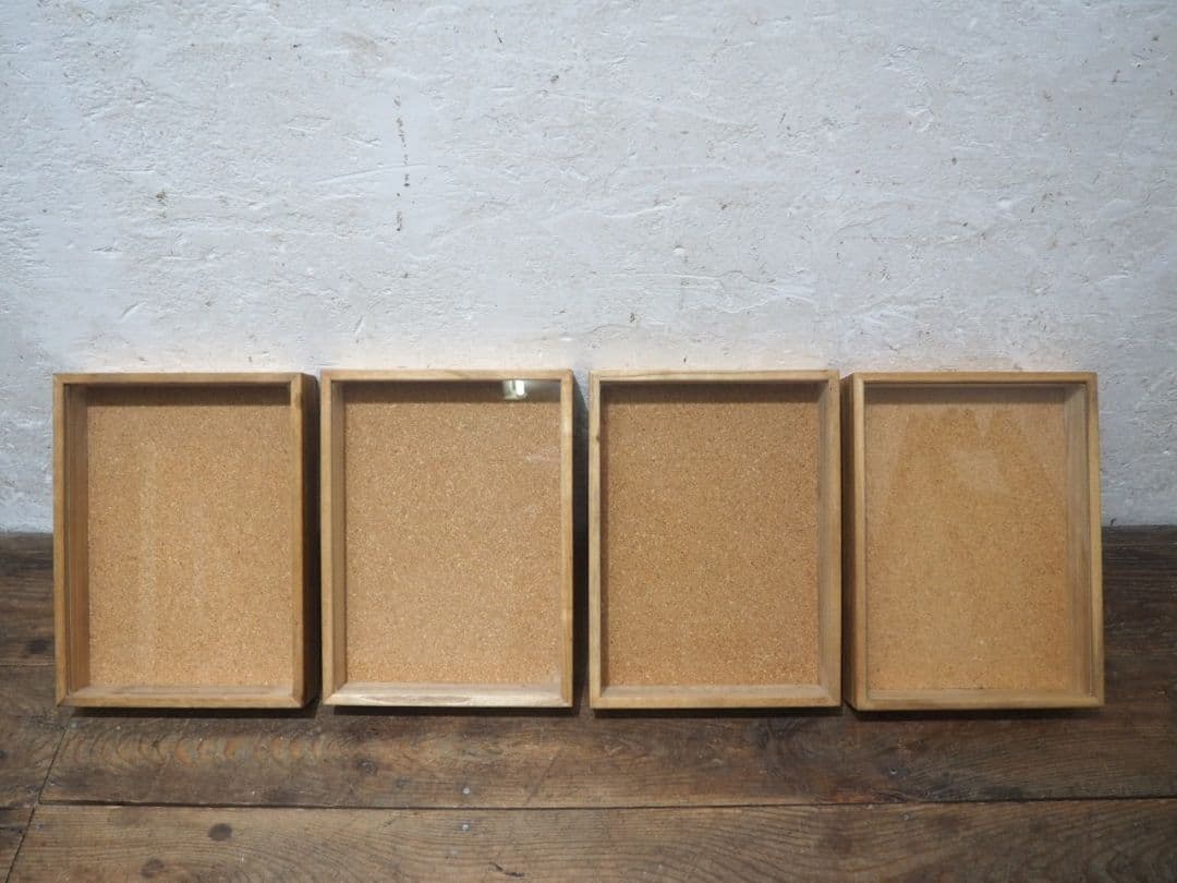 1389 ①蓋付 レトロな標本ケース(小)4個セット　ガラスケース　コレクション