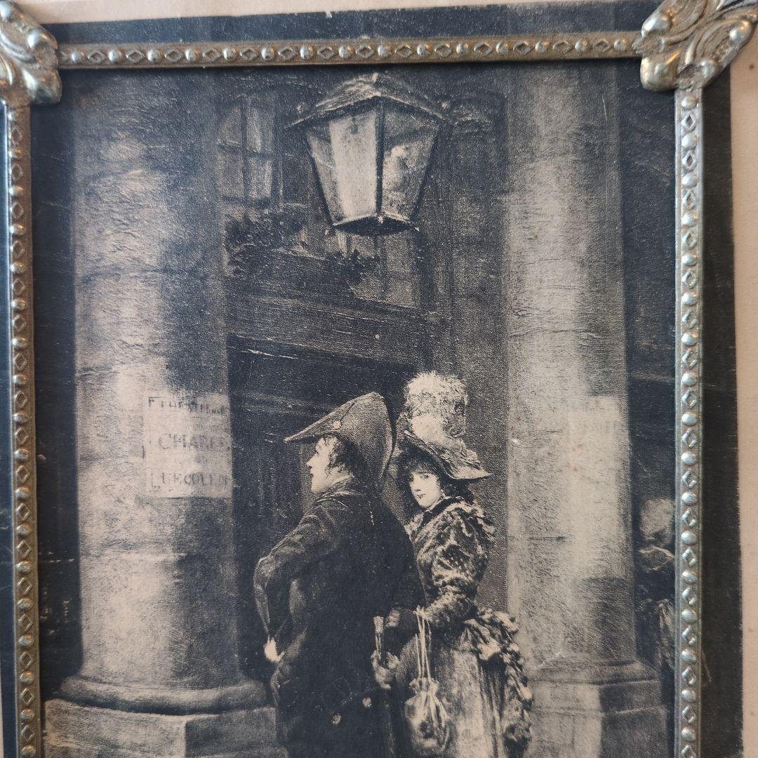 フランス　アンティーク　フレーム　ナポレオン　銅版画　セット　フォトスタンド