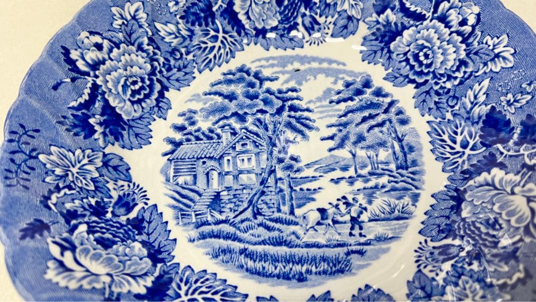 【ヴィンテージ】英WOOD&SONS ENGLISH SCENERYスープ皿2枚