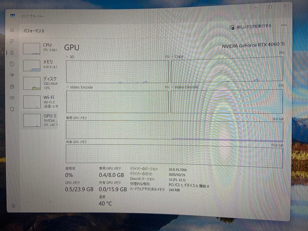 MSI GeForce RTX 4060ti 動作確認済