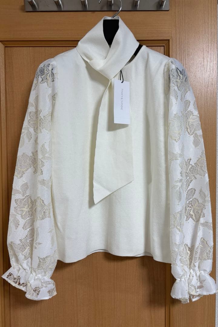 【新品】ピンキーアンドダイアン◆レースコンビニットプルオーバー ホワイト 38