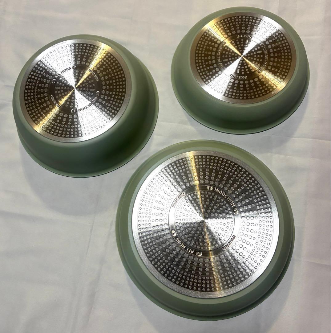 週末特価新発売おしゃれ新品　ティファール　IHミントグリーン　フライパン　3点