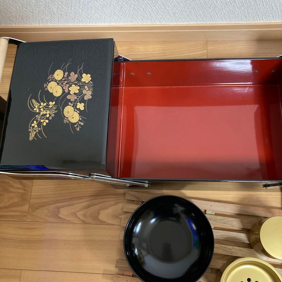 【特価】会津塗り　漆器　お道具箱　お茶道具　小物　未使用　お正月
