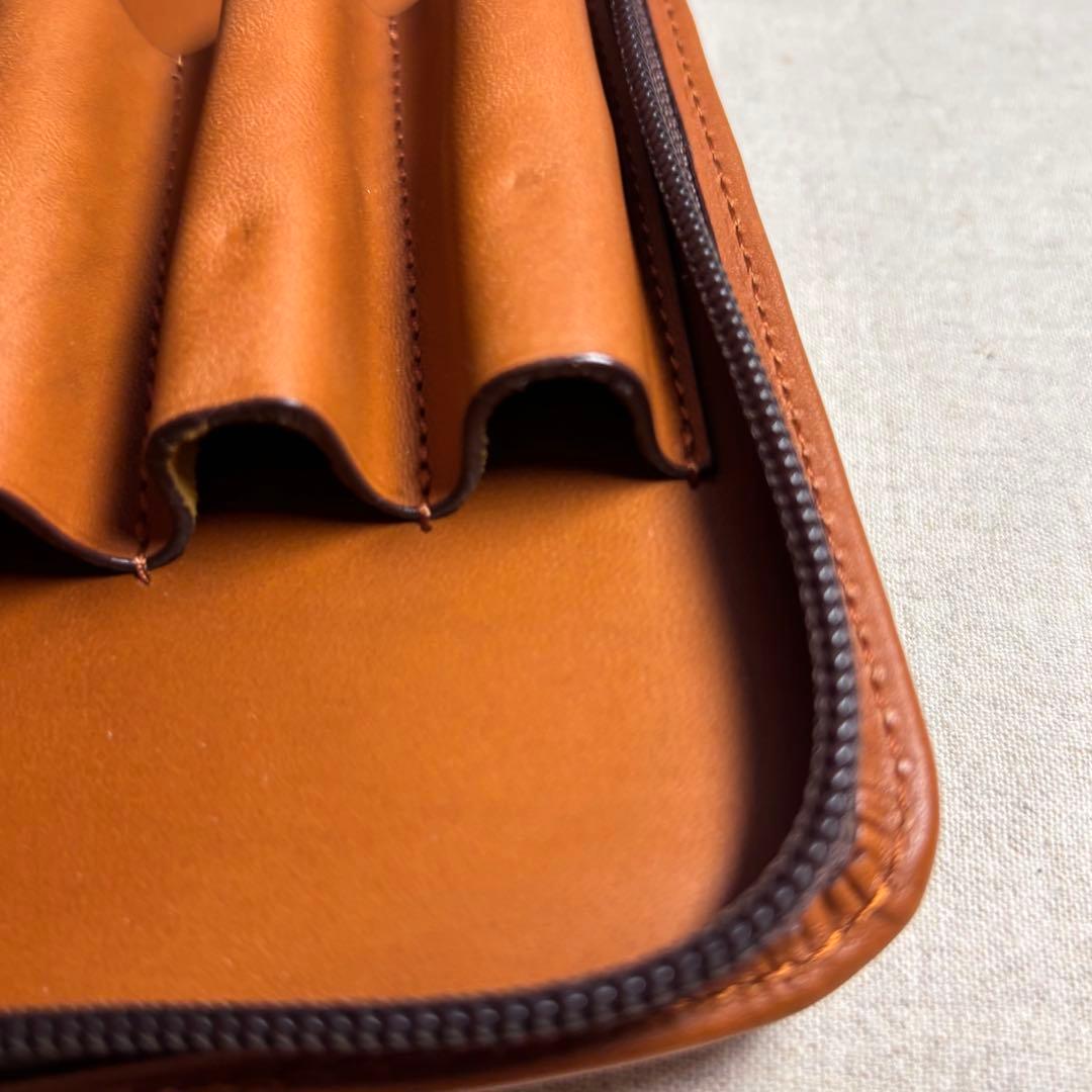 【美品】パイロット×ソメス3本差ペンケースPILOT×SOMES ブラウン 牛革