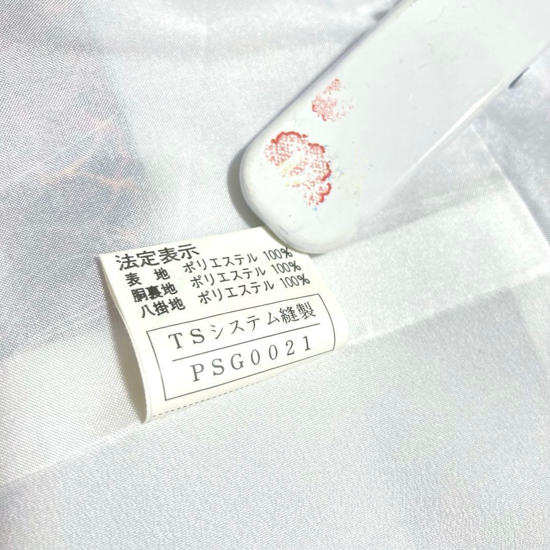 【美品✨】東レシルック　洗える着物　小紋　灰色　幾何学文　袷　グレー　薄橙　L1