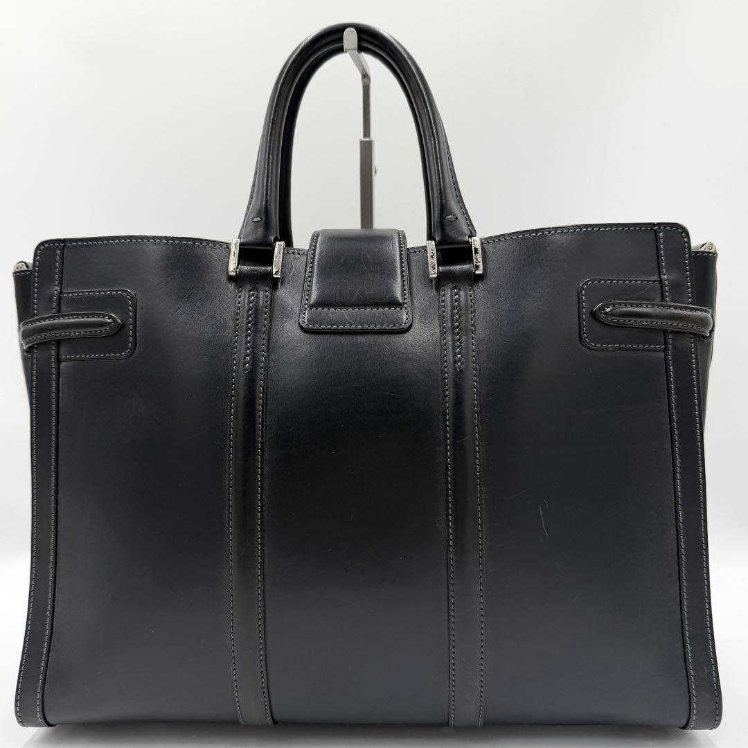 【美品】万双 マンソウ トートバッグ ビジネス ブライドルレザー A4 ブラック
