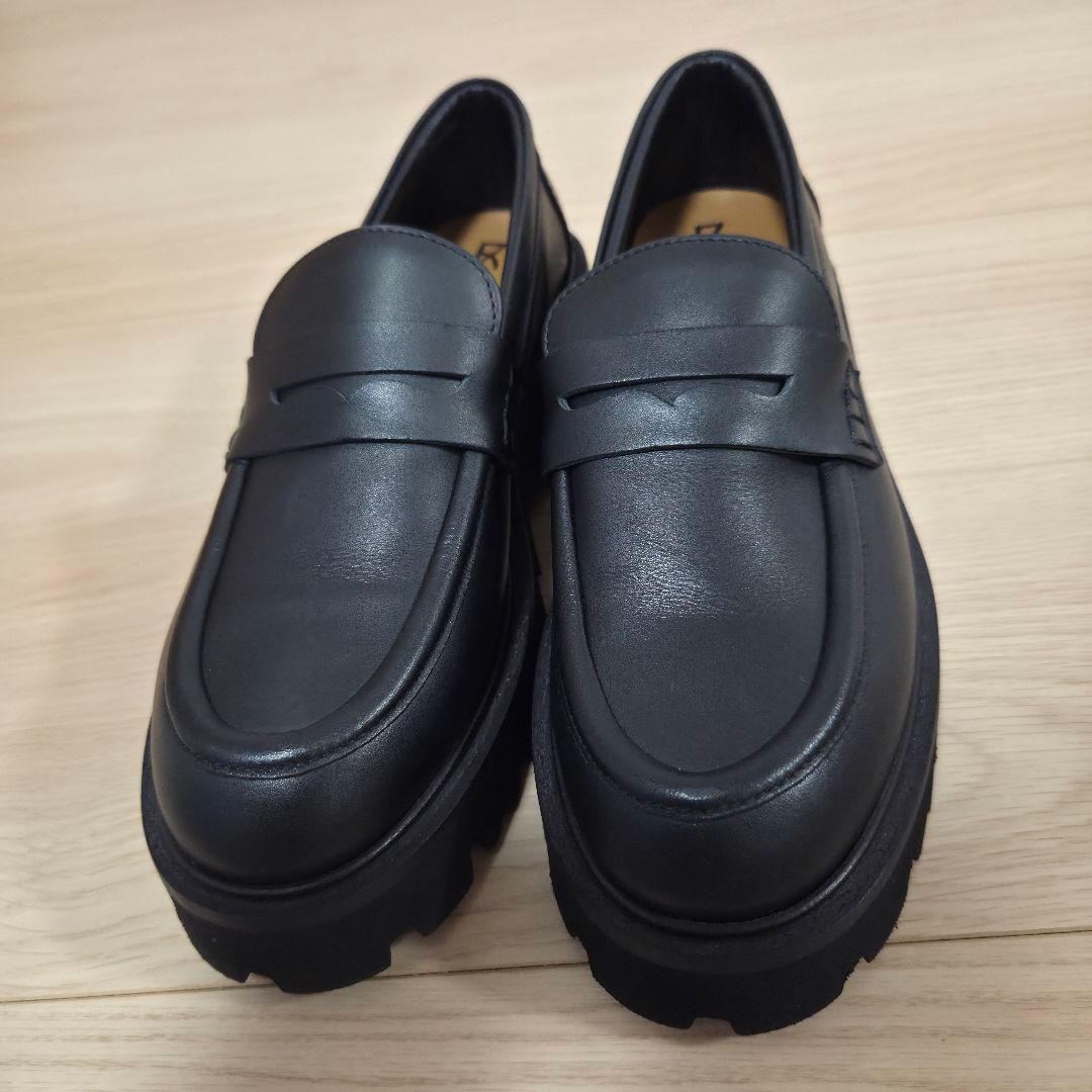 【美品】FABIO RUSCONI　本革　ローファー　厚底　チャンキーヒール　黒