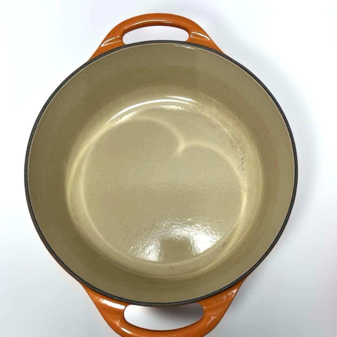 LE CREUSET 両手鍋 オレンジ 蓋付き