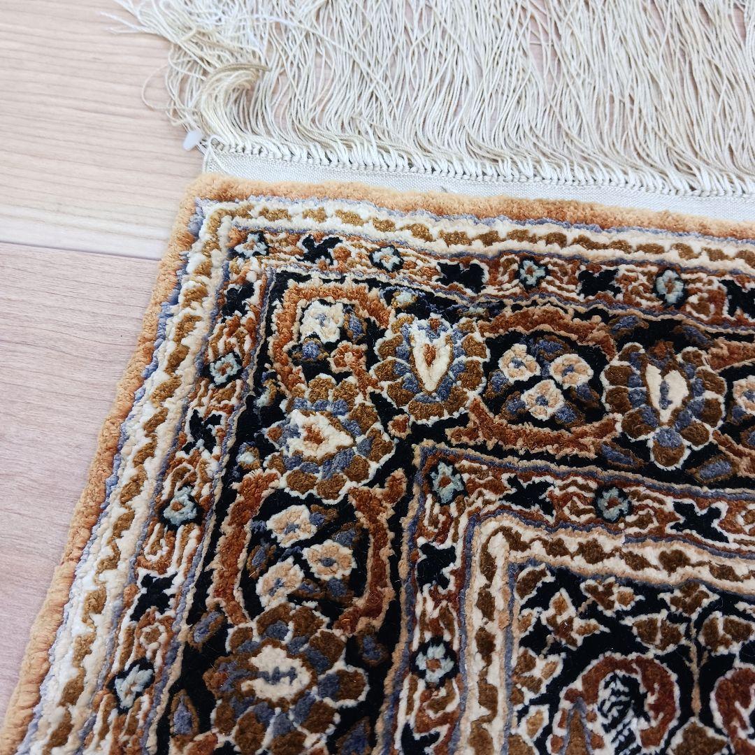 Y3211 高級中国緞通 シルク100% 手織り260段 95×48㎝