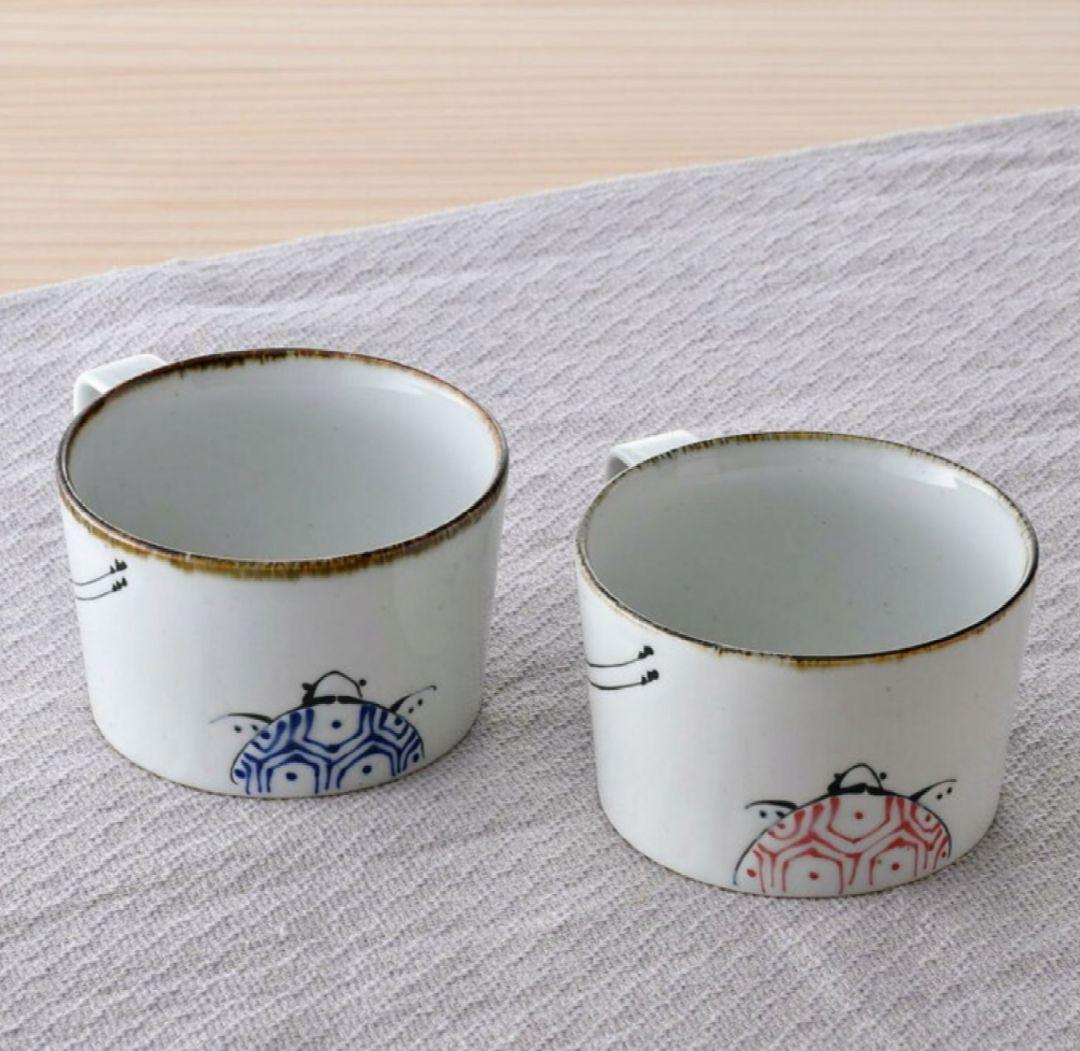 波佐見焼 翔芳窯 鶴亀 つるかめ 角皿 スープマグ セット