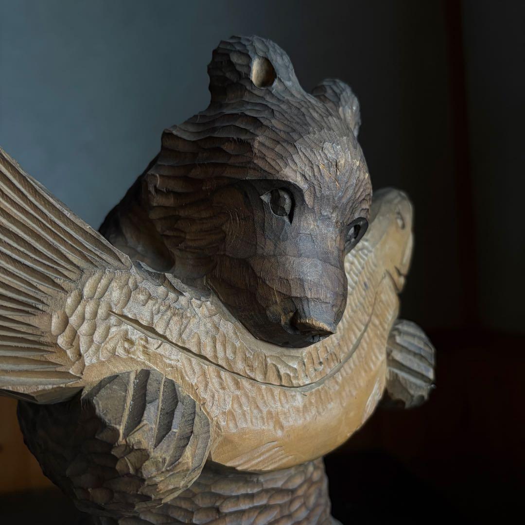 スズキ作　【木彫熊】h44cm立ち姿立ち熊