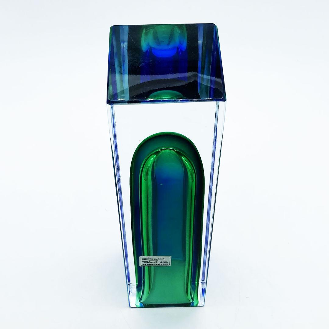 ヴェネチアガラス ムラノ Mandruzzato 花瓶 グリーン＆ブルー