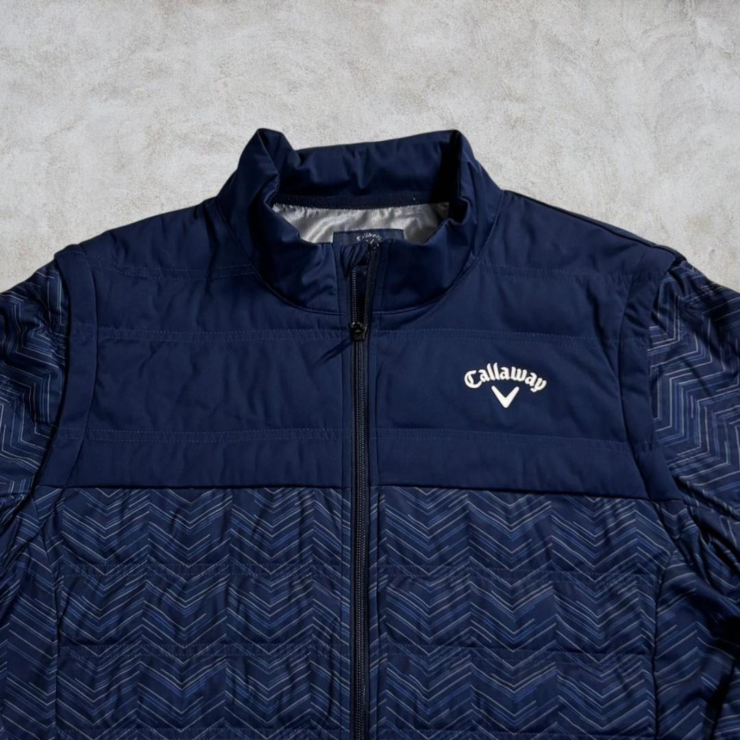 【美品】Callaway ゴルフ 中綿入りスターストレッチブルゾン ネイビー