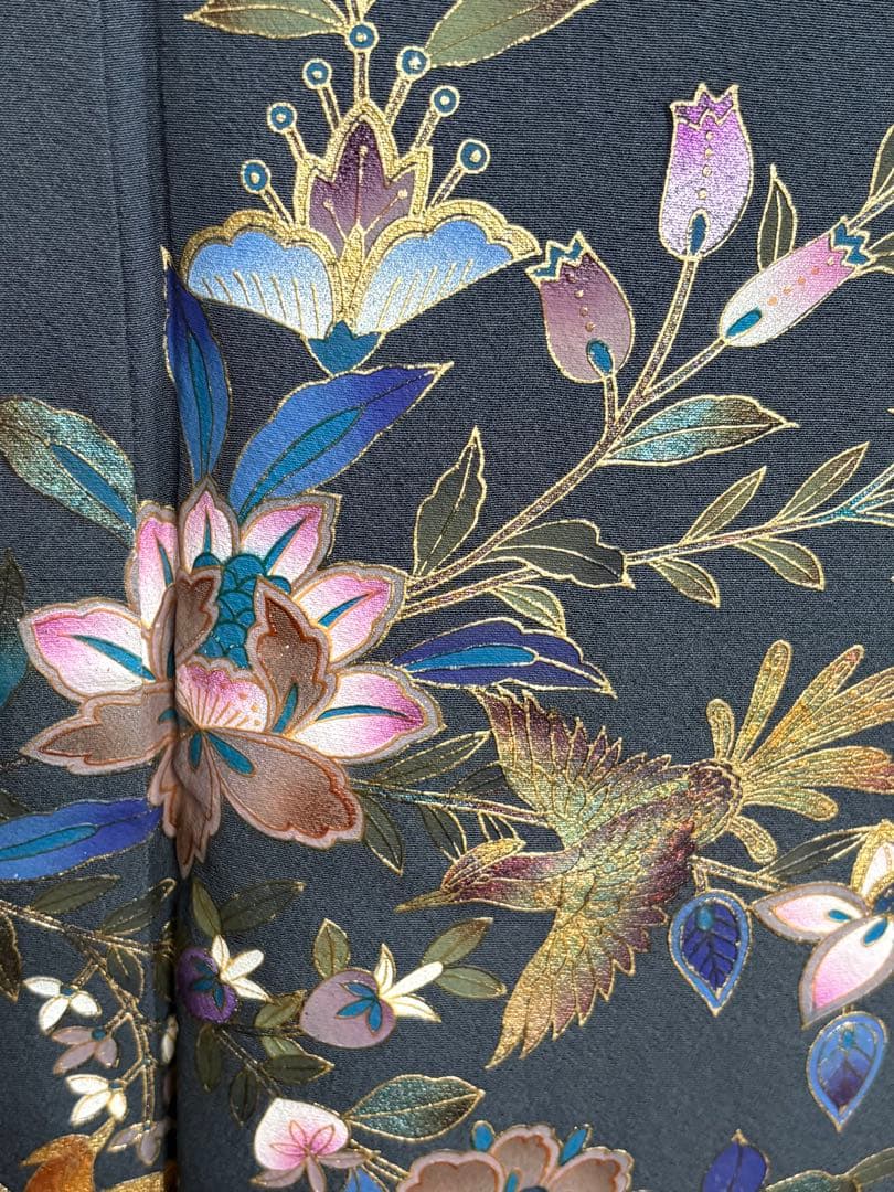 4点フルセット　正絹訪問着　袋帯　帯揚げ　帯締め