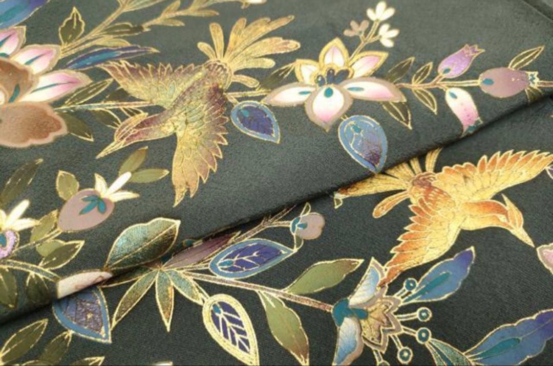 4点フルセット　正絹訪問着　袋帯　帯揚げ　帯締め