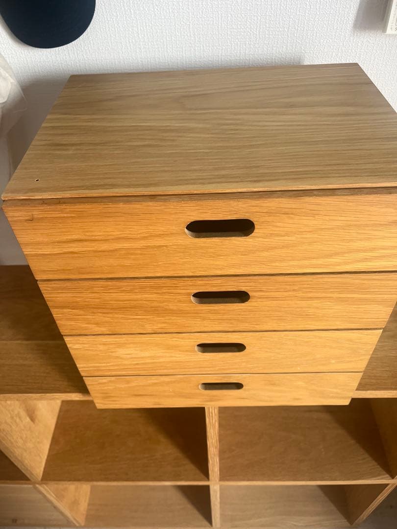 無印良品　スタッキングシェルフ 2段×4列、引き出しチェストセット（オーク材）
