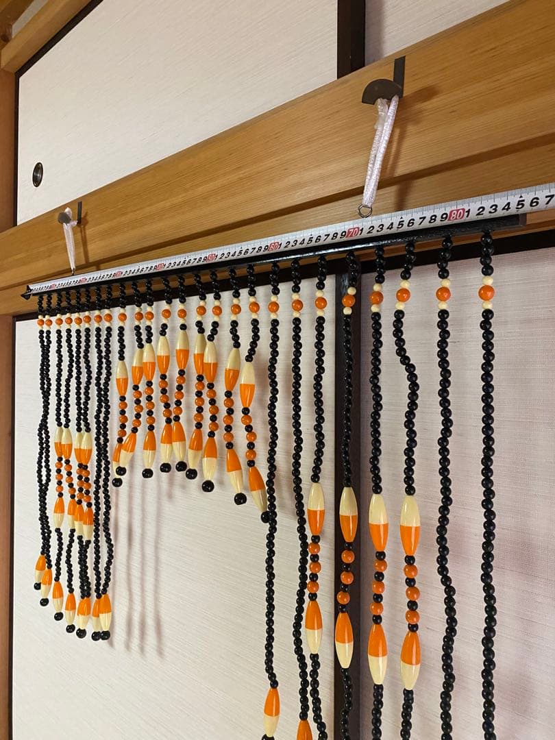 玉のれん　ジャラジャラ　玉すだれ　　昭和レトロポップ　ビンテージ　オレンジ