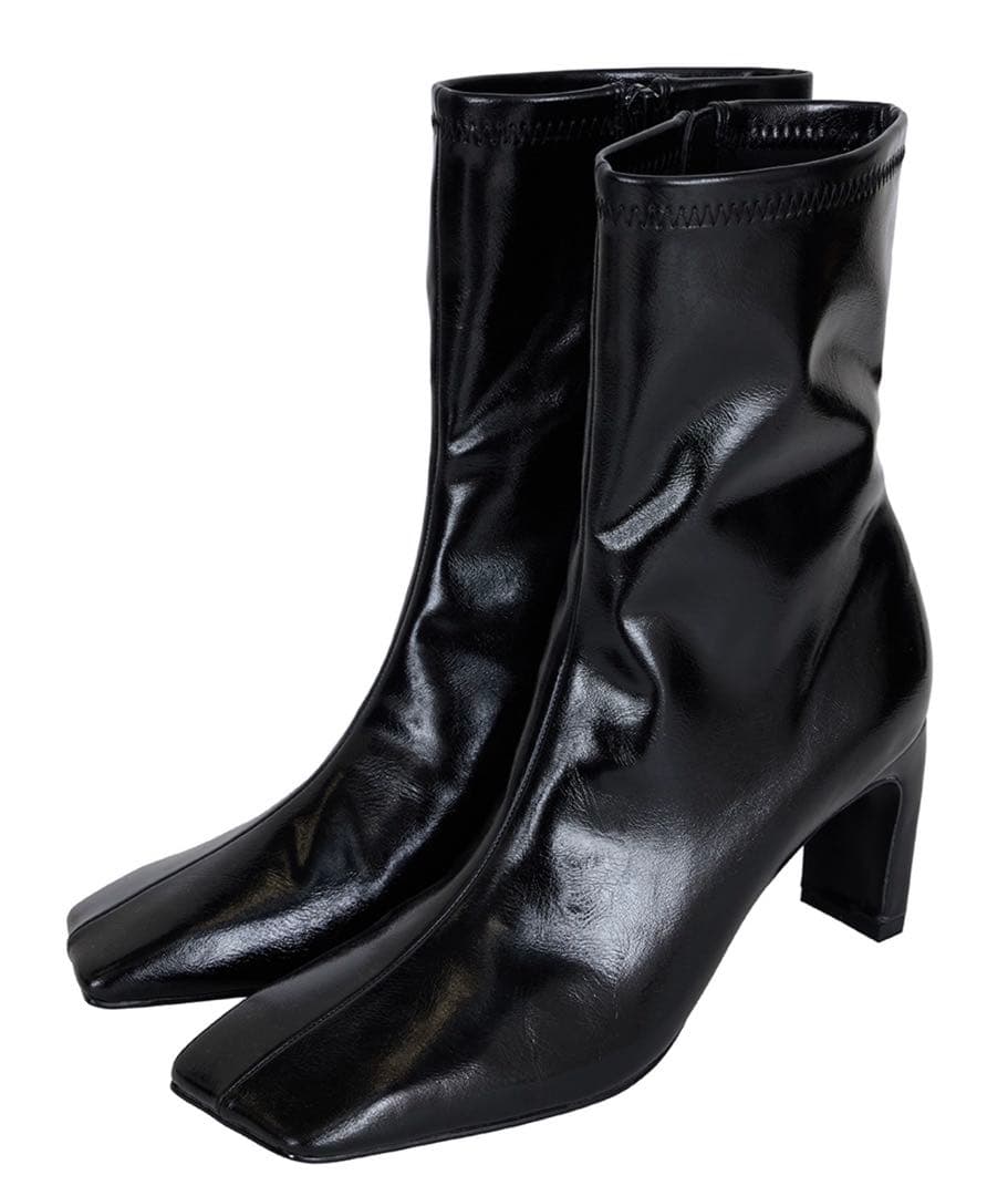 AMERI UND SQUARE TOE SHORT BOOTSブラックLサイズ