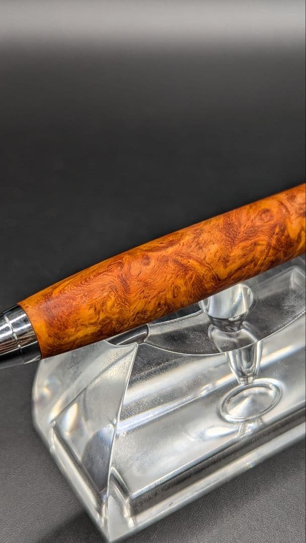 332ペン工房翌檜　特上　本花梨　紅白　源平　瘤杢　木軸シャーペン　ボールペン