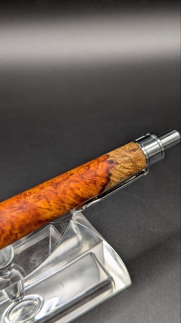 332ペン工房翌檜　特上　本花梨　紅白　源平　瘤杢　木軸シャーペン　ボールペン