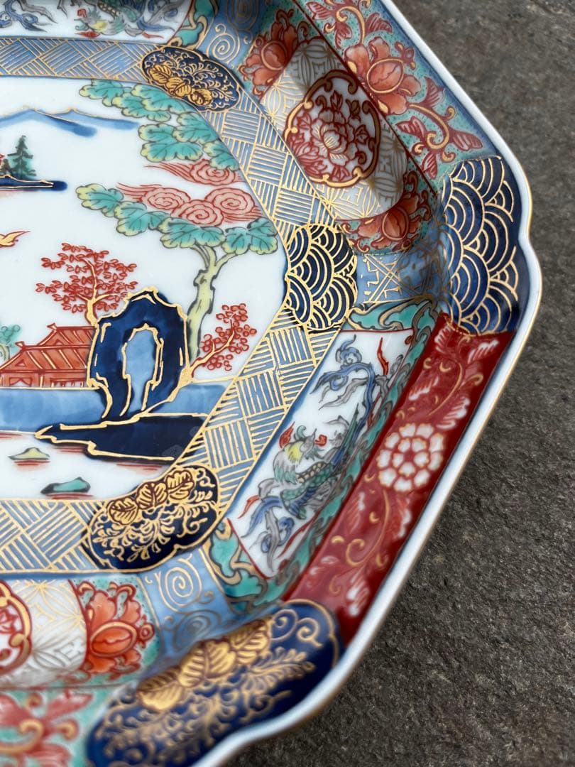 幸楽窯 金彩錦色絵山水　六角　6枚組　有田焼 古伊万里 吉祥　お正月