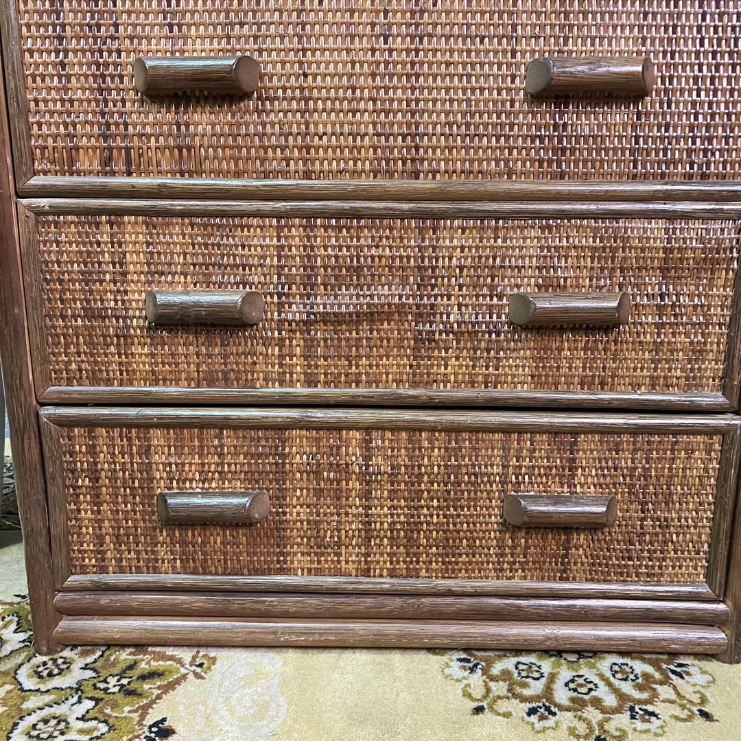 やっち★꧁籐家具꧂ラタン 5段チェスト 箪笥 タンス たんす 昭和レトロ