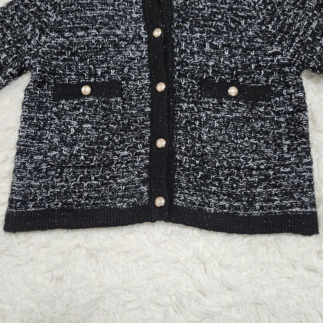 アルアバイル　フリゼツイーディクルーニットジャケット　ノーカラー　金ボタン　2