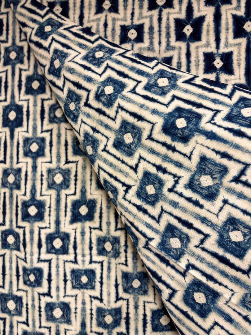 N「片野元彦」藍染絞り作家 有松鳴海絞り 希少天然藍染古布 和装着物 民藝
