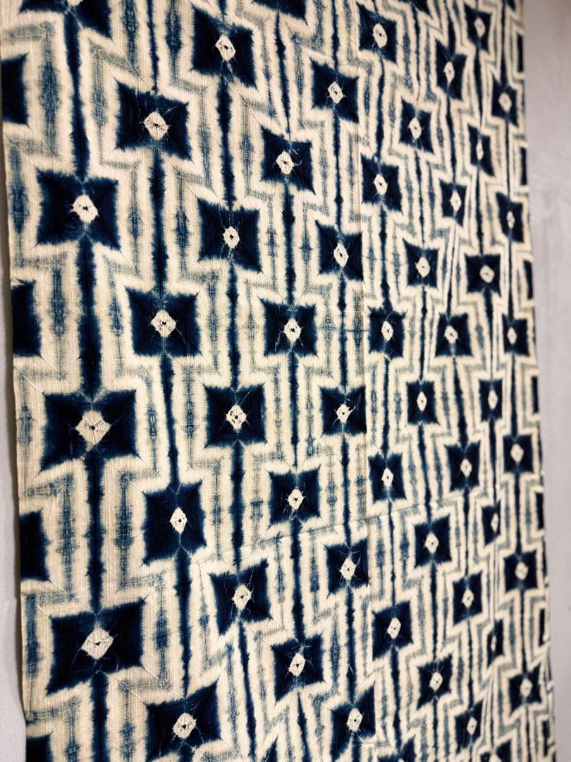 N「片野元彦」藍染絞り作家 有松鳴海絞り 希少天然藍染古布 和装着物 民藝