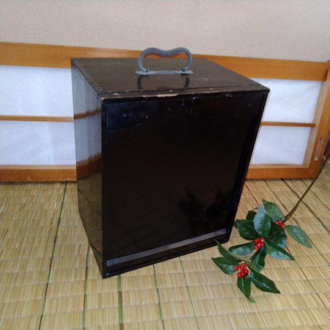 ☘ 明治時代 骨董 漆器 　野弁当　重箱 風景花絵　漆塗内朱　天然木