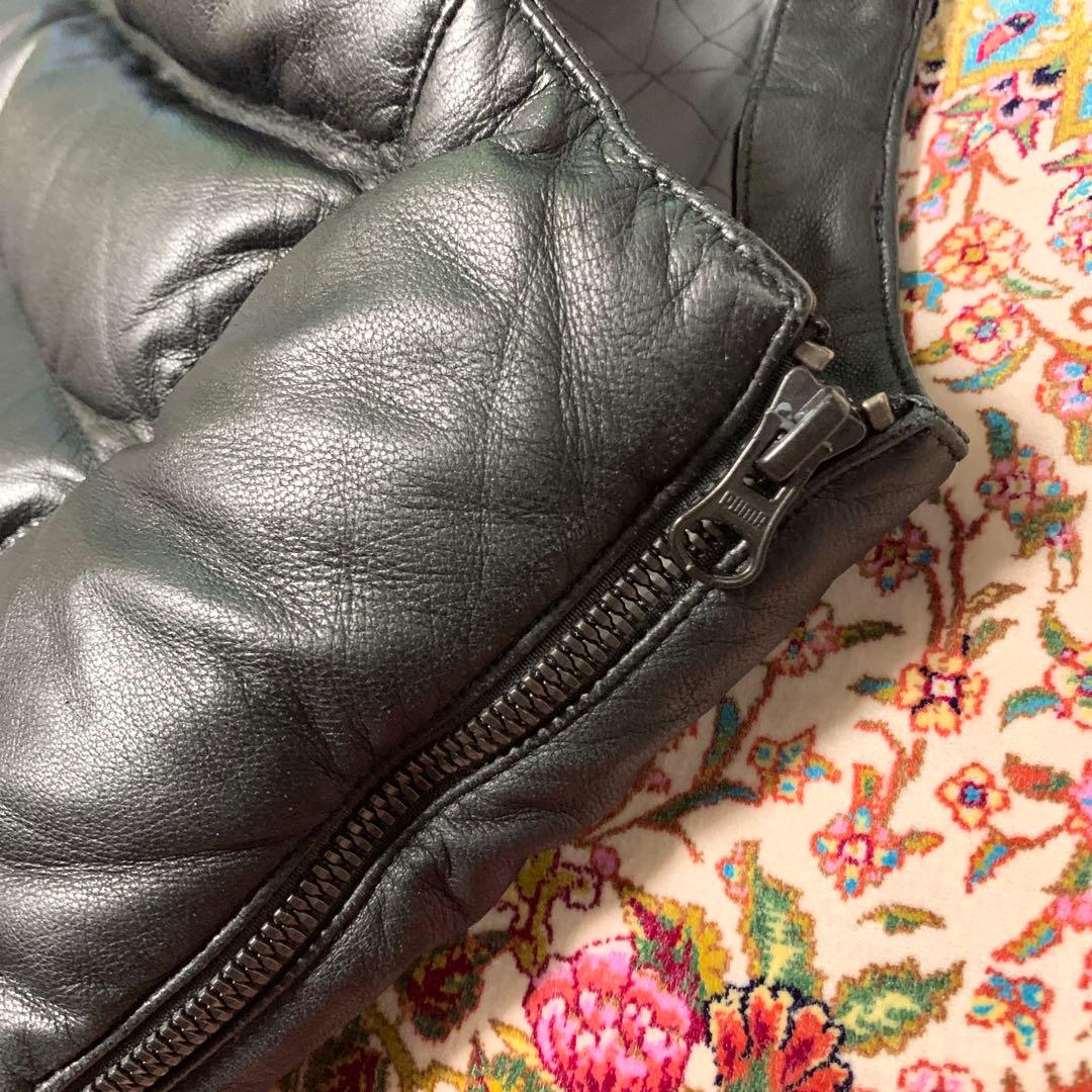 未使用に近い 極希少品STAMPDPUMA ラムレザー ダウンベスト ブラック