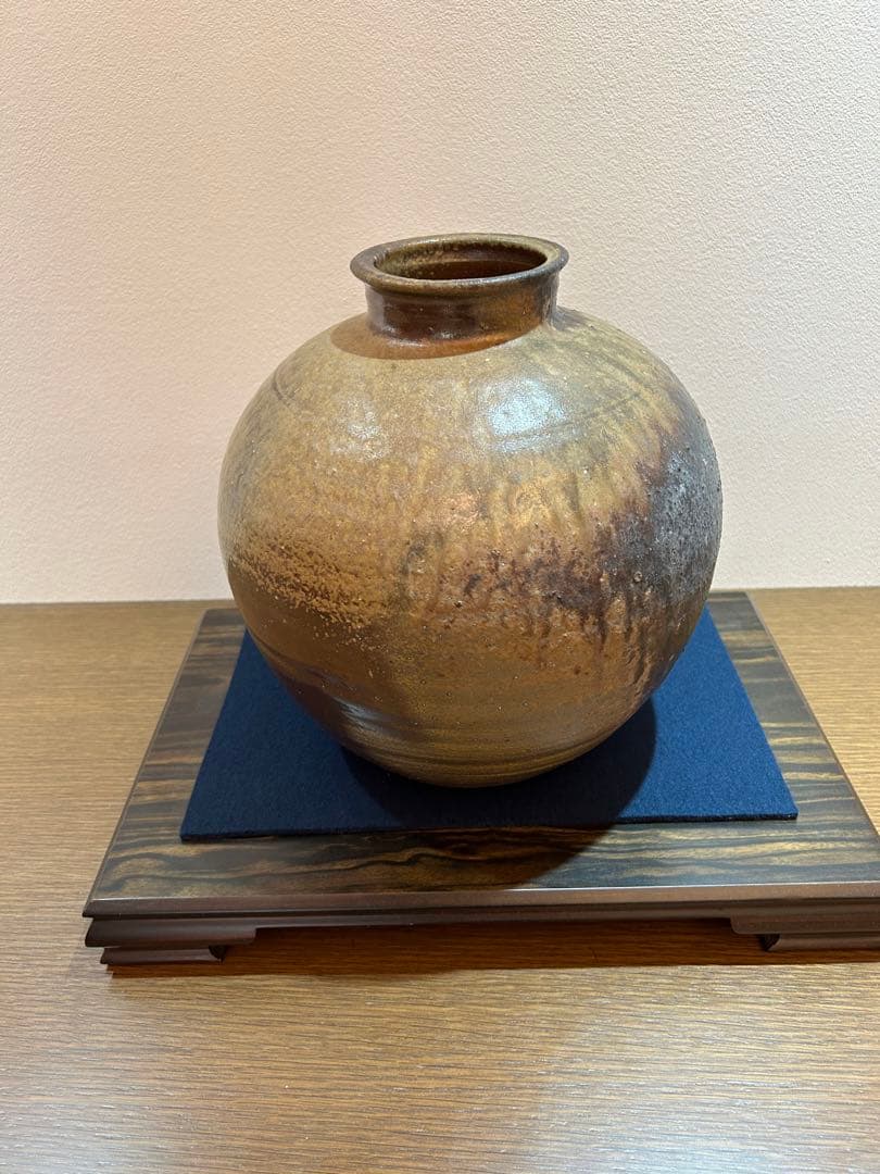 人間国宝藤原啓　備前焼壺　花瓶共箱あり