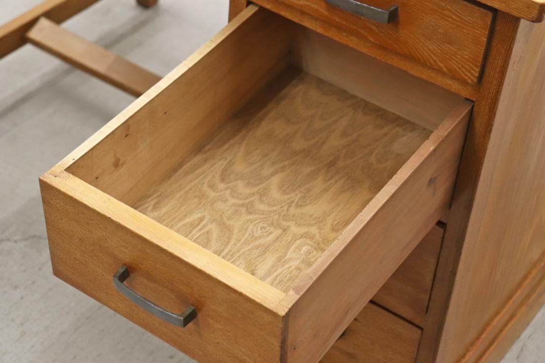 レトロ 無垢材 片袖机 作業台 PC デスク 書斎 展示台 飾り台 ヴィンテージ