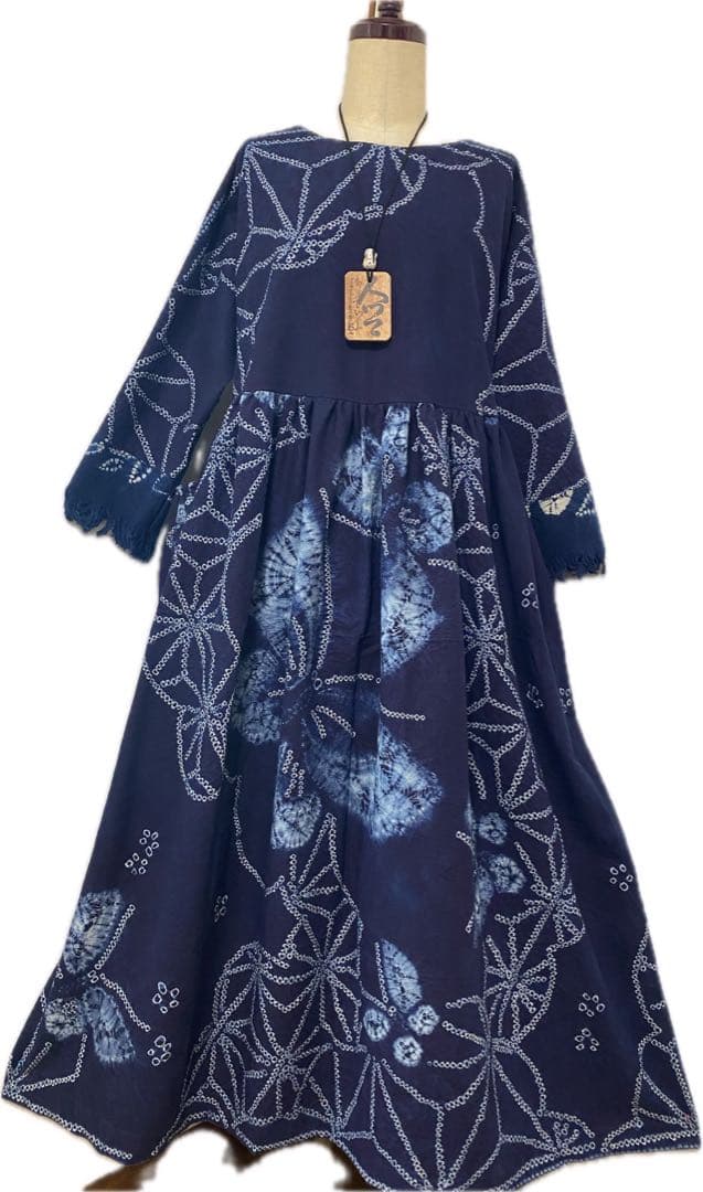 有松絞り❣️風呂敷　　リメイク　ワンピース　藍染❣️
