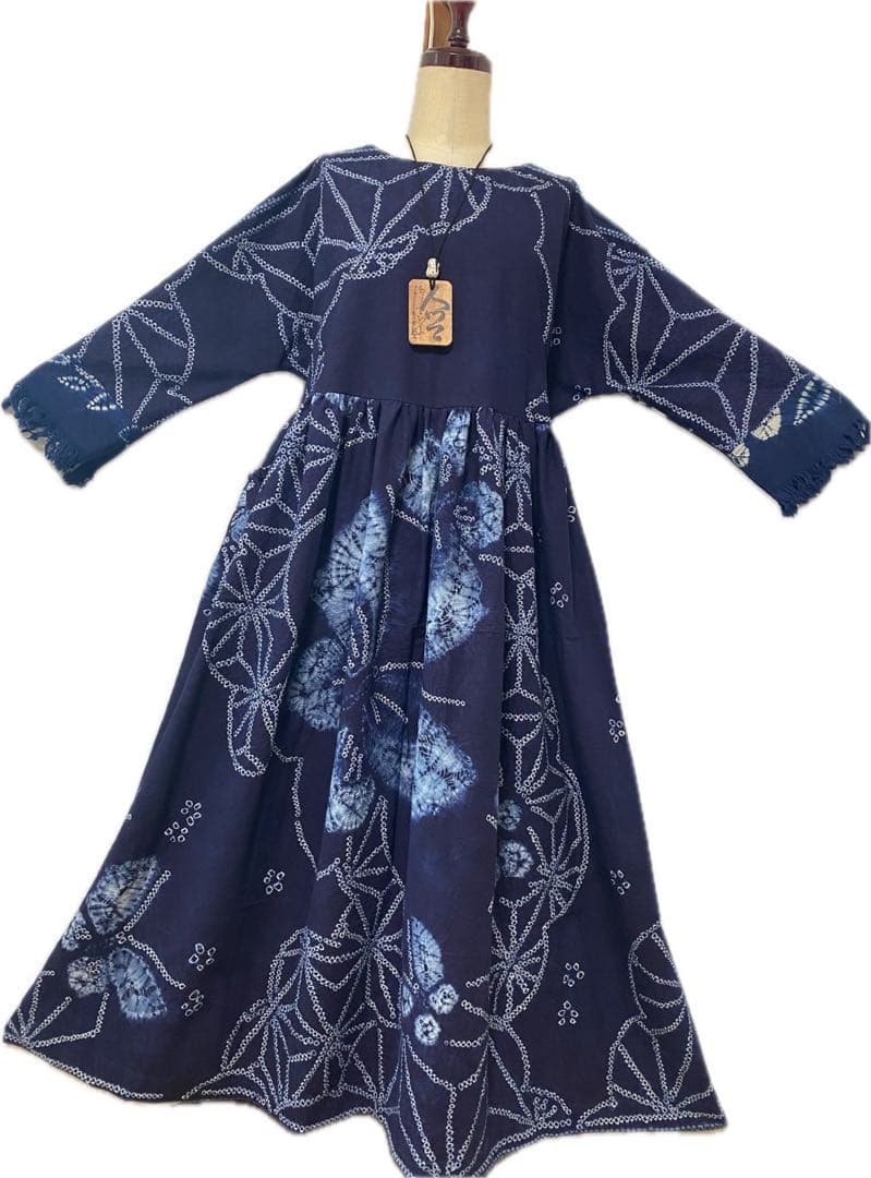 有松絞り❣️風呂敷　　リメイク　ワンピース　藍染❣️